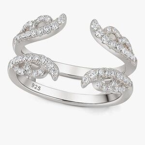 Stunning Silver Crystal Open Ring